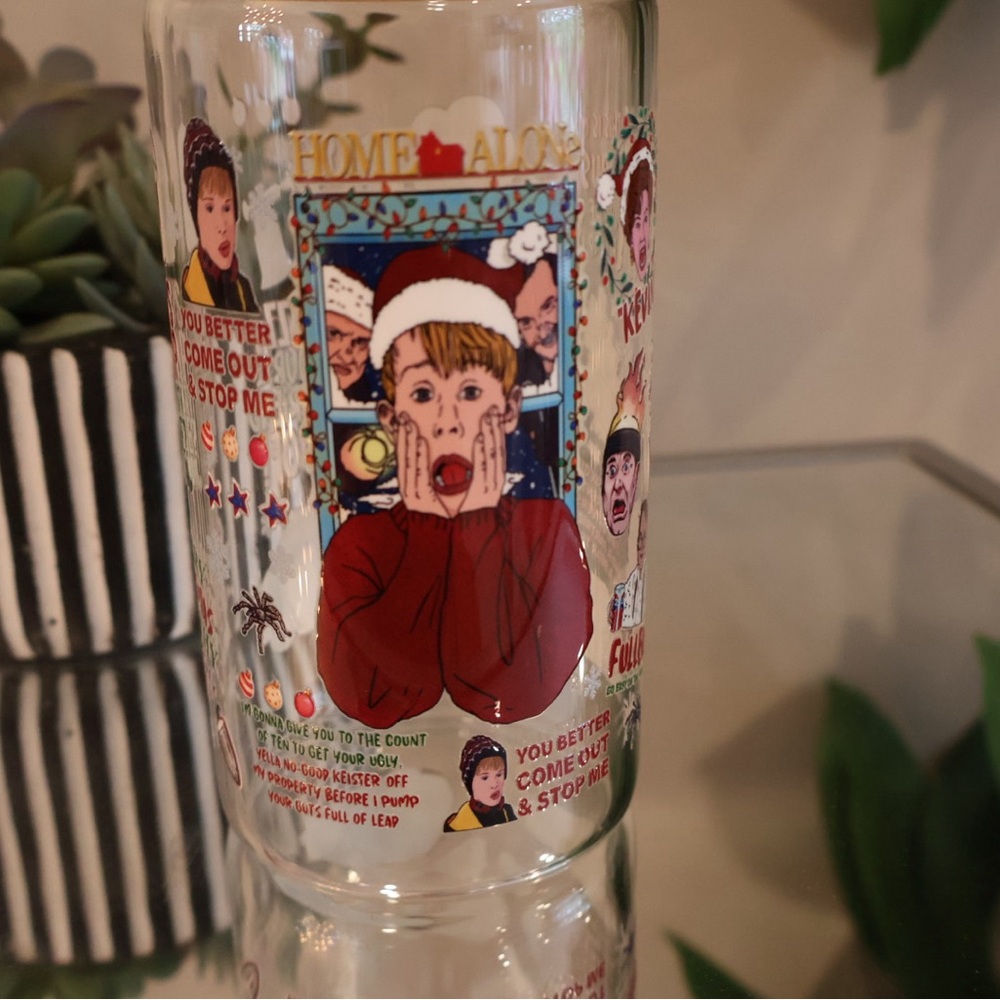 Home Alone Themed Glass